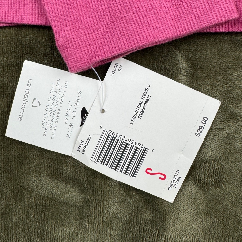 Vintage Y2K Liz Claiborne Lizwear Pink Rib Knit Long Sleeve Top Women Sm Stretch - Picture 5 of 10